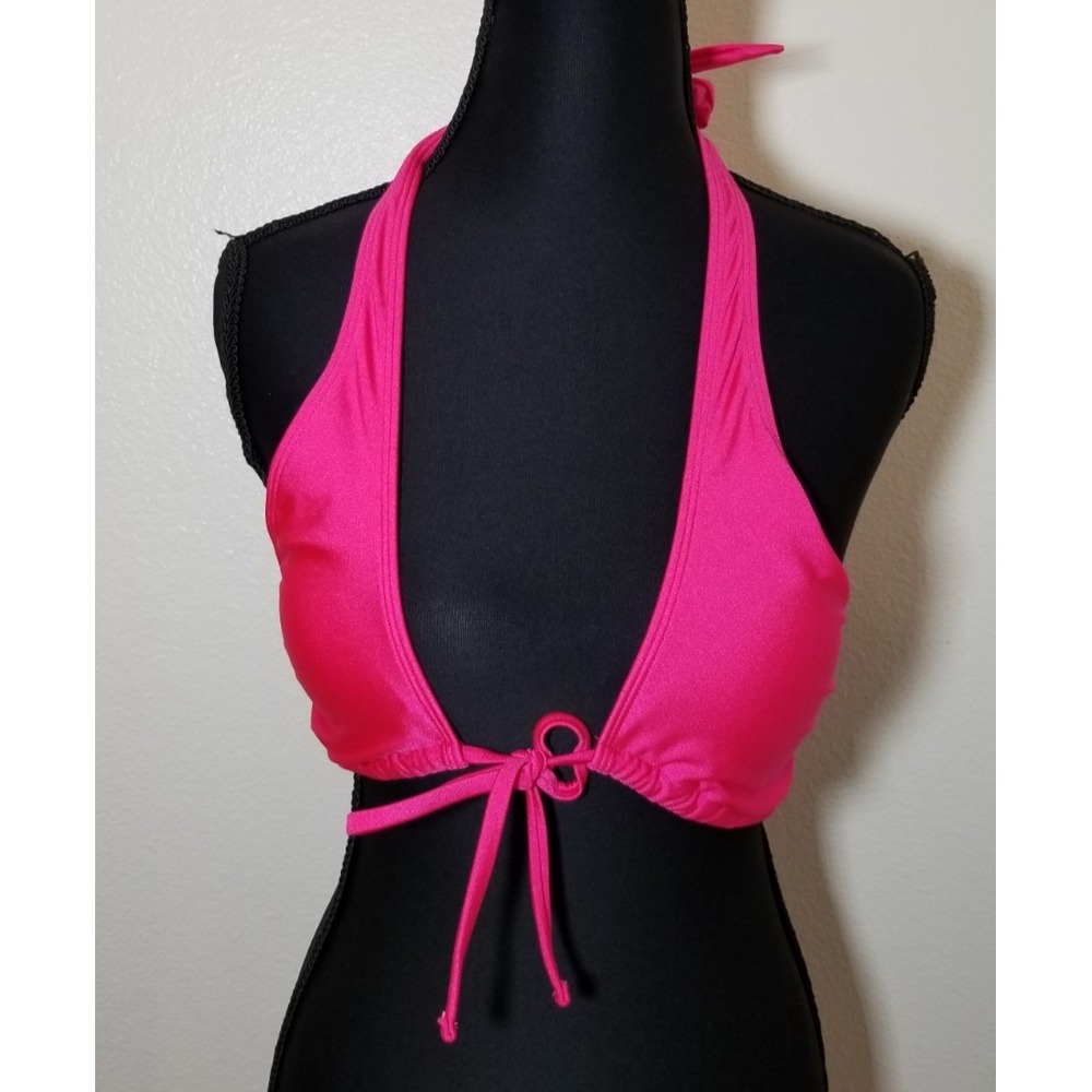 New Look Pink Halter Swim Bikini Top US Sz Small Retro Sexy Beach Vacation NWT